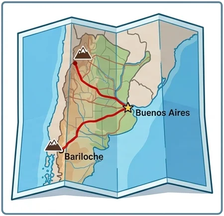 Ejemplo real: De Buenos Aires a Bariloche